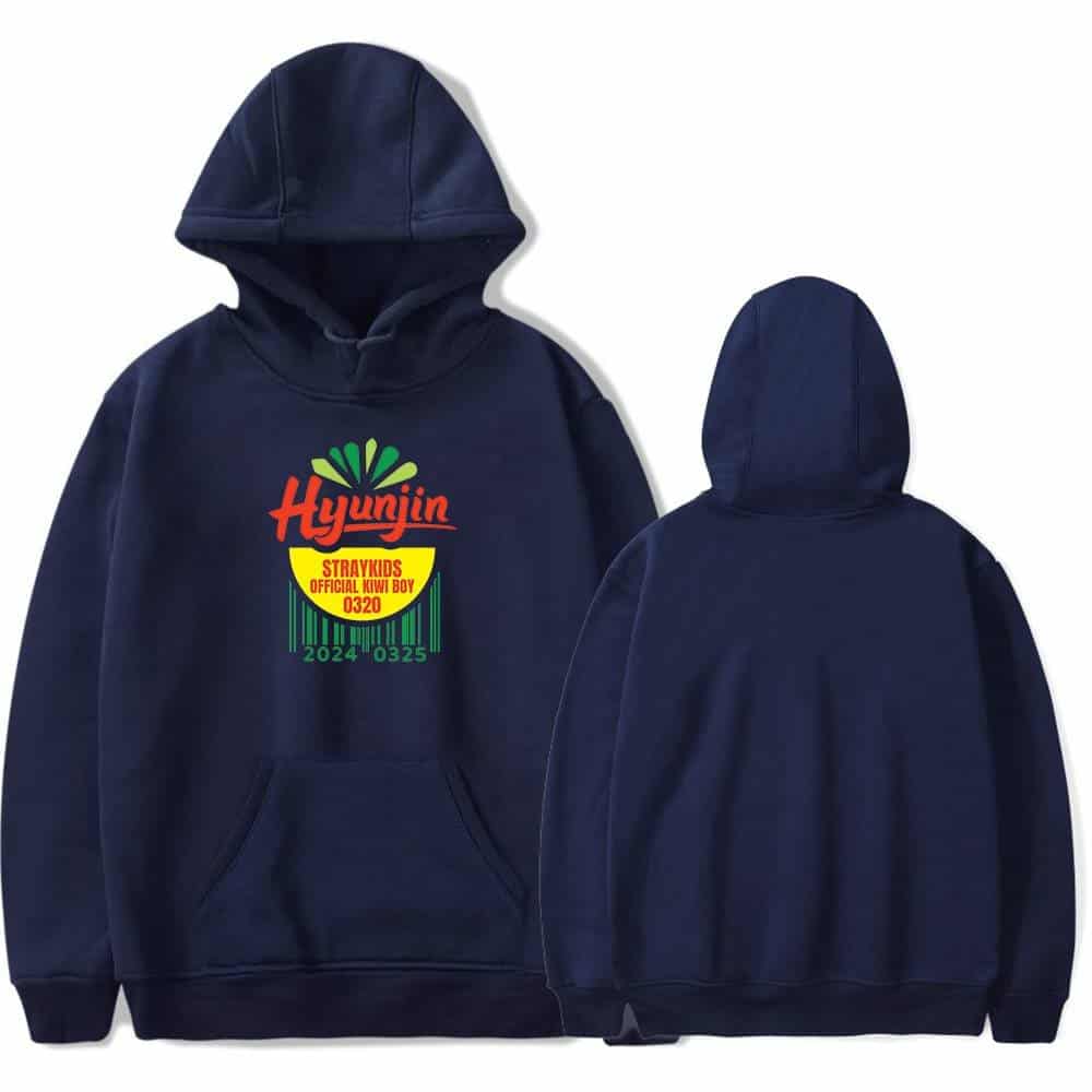 Hyunjin swag hoodie with bold graphic design and barcode detail inspired by K-pop fashion, perfect for fans of HYUNJIN and STREETKIDS merchandise.