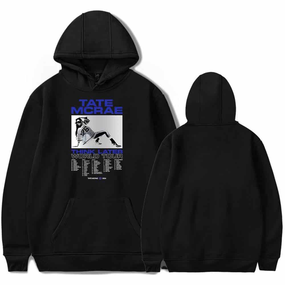 Justin Bieber swag merch hoodie with Tate Mcrae design and world tour print.