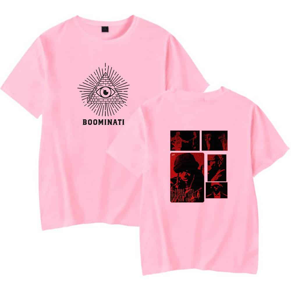 Pink Justin Bieber swag merch t-shirt with bold graphic design and eye-catching prints featuring artwork and logos.
