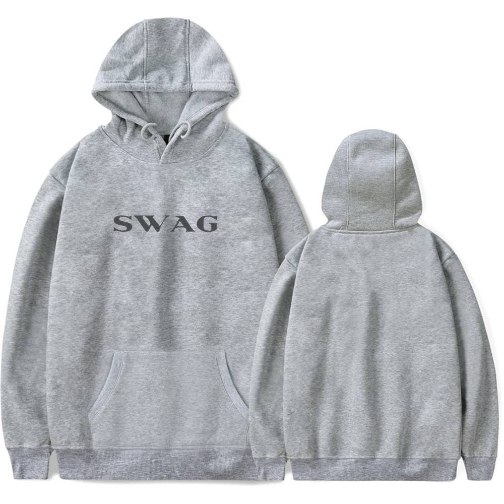 SWAG hoodie featuring Justin Bieber-inspired design, perfect for fans of his style and merchandise. Comfortable, trendy, and ideal for casual wear. Great for showcasing Bieber's swag merch vibe.