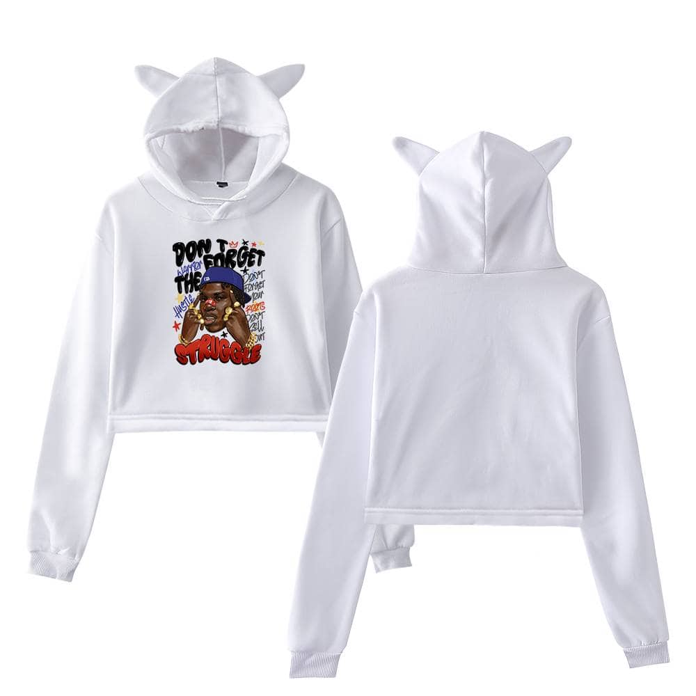 Don't forget the swag! Justin Bieber-inspired white hoodie and sweatpants set with playful animal ears on the hood, perfect for fans who want stylish and fun merch.