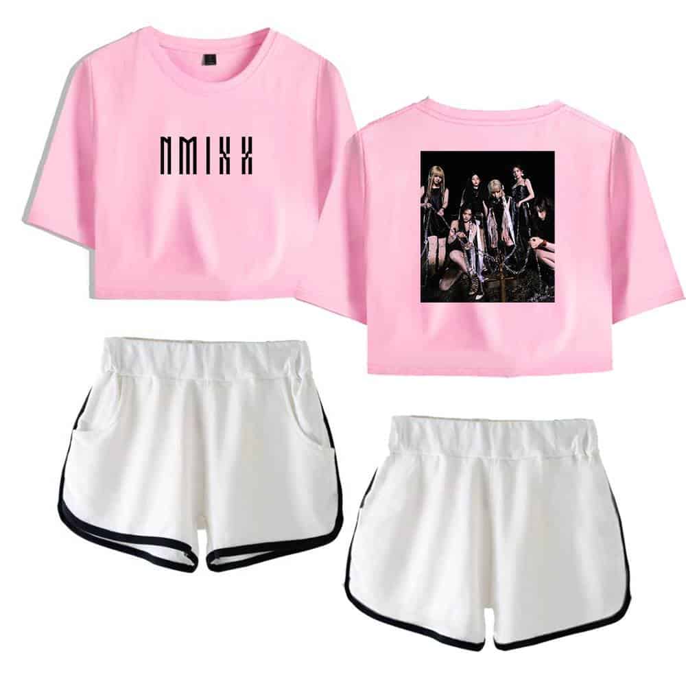 Pink justin bieber swag merch cropped t-shirt with girls image.