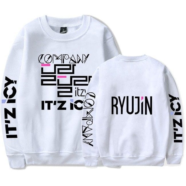 Unique Justin Bieber swag merch sweatshirt featuring bold black and pink graphic designs with "IT'S ICE" text and "RYUJIN" on the back, perfect for fans wanting to showcase their style.