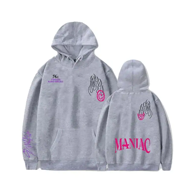 Pink and black "Justin Bieber swag merch" graphic hoodie featuring flame and smiley face designs, inspired by Justin Bieber's style and merchandise for fans and collectors.