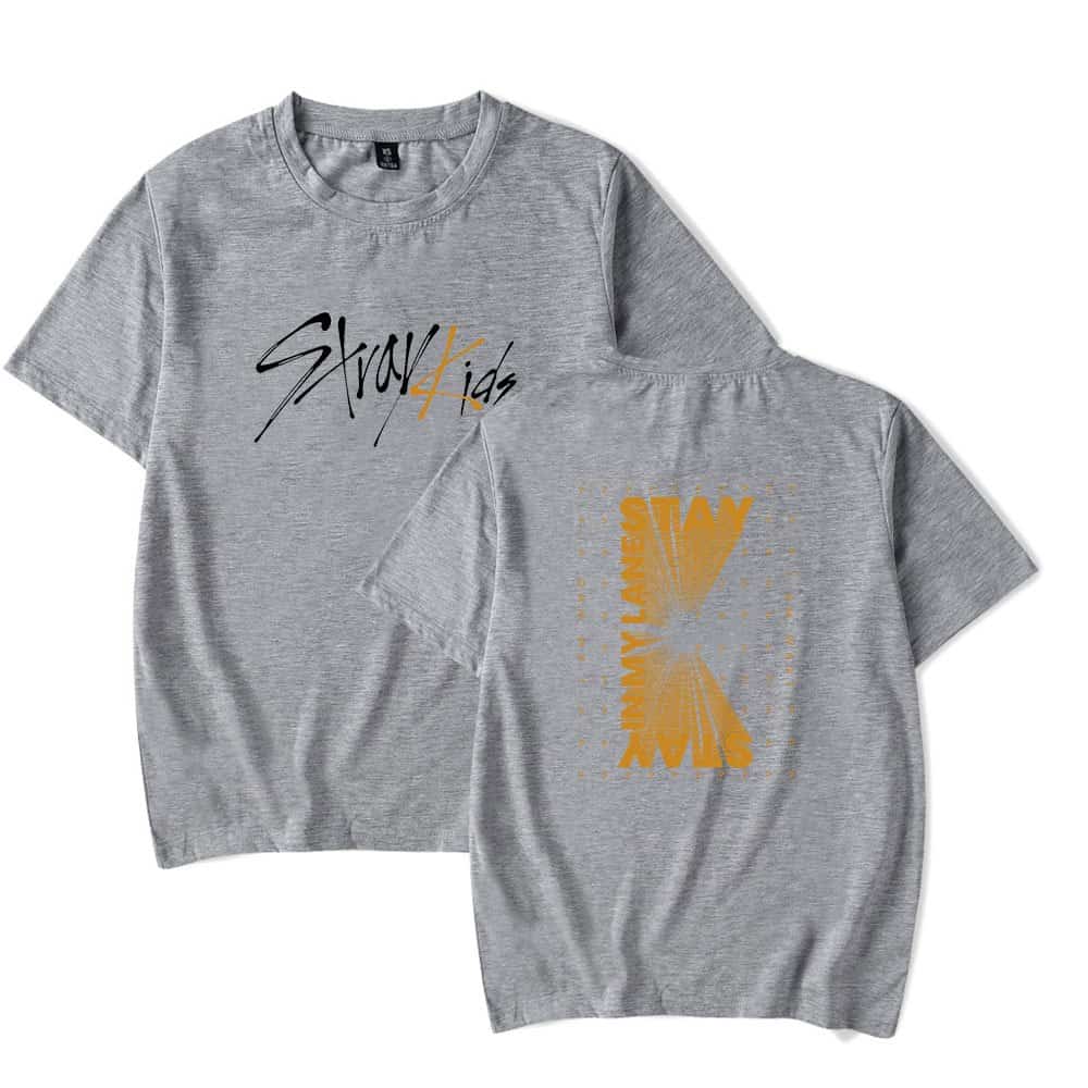 Grey graphic t-shirt featuring Justin Bieber swag merchandise with "Stay True" and "Strong Kids" slogans. Perfect for fans wanting to showcase Bieber-inspired style.