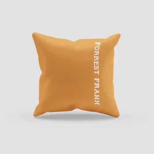 Justin Bieber swag merchandise pillow with "Forever" text in orange color.