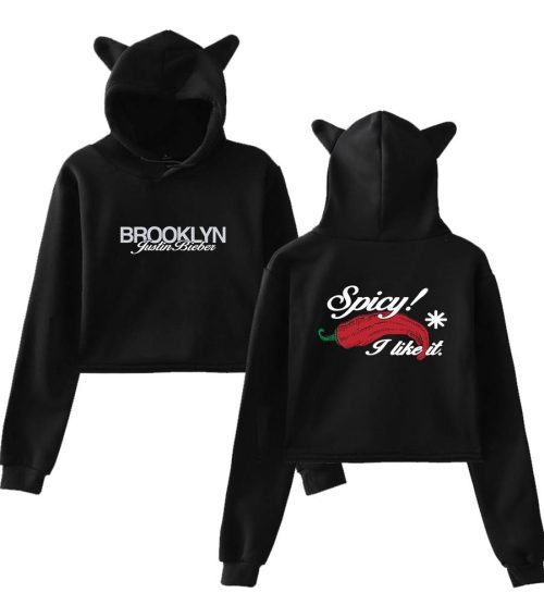 Justin Bieber Brooklyn Wordmark Cropped Hoodie